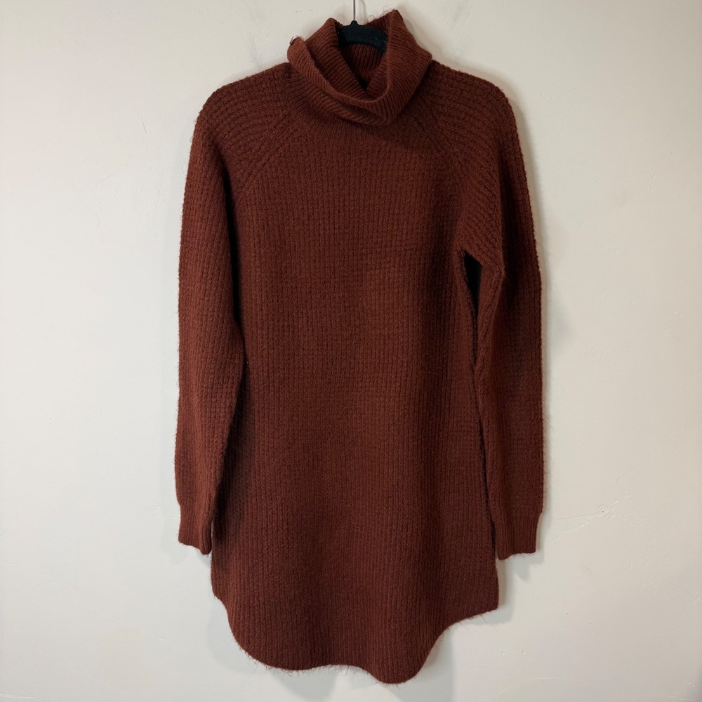 KUHL Womens Sienna Turtleneck Sweater Dress L Rust Brown Red 4299 Knit